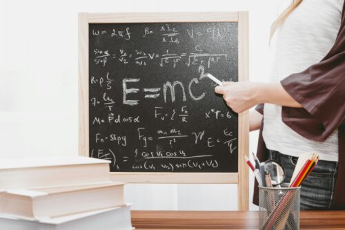 Math equations on a chalkboard