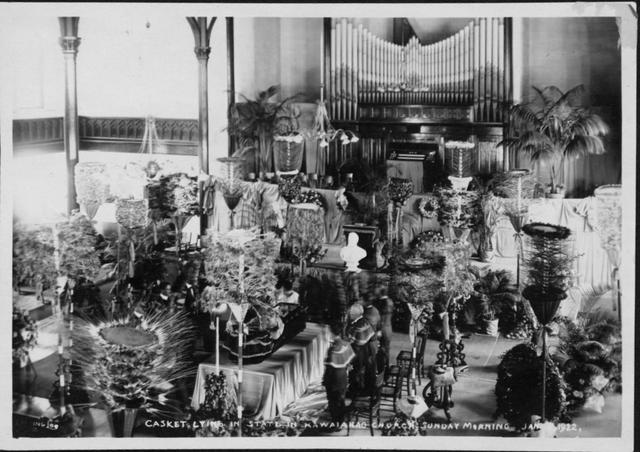 Prince Kūhiō Lying in State January 1922 Photo Courtesy Hawaiʻi State Archives